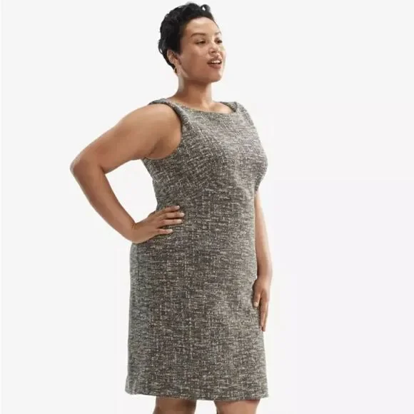 MM Lafleur Lydia Boucle Twisted Strap Tweed Knit Sheath Dress Gray Size 1A NWT - Picture 3 of 14